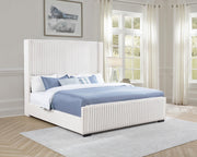 Natasha 65-inch Upholstered Eastern King Wingback Bed Cream - 306051KE