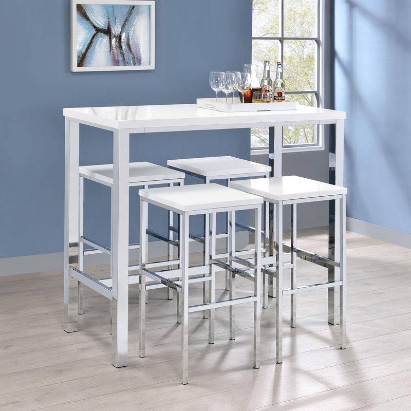Natividad 5-piece Pub Height Bar Table Set White High Gloss - 182525