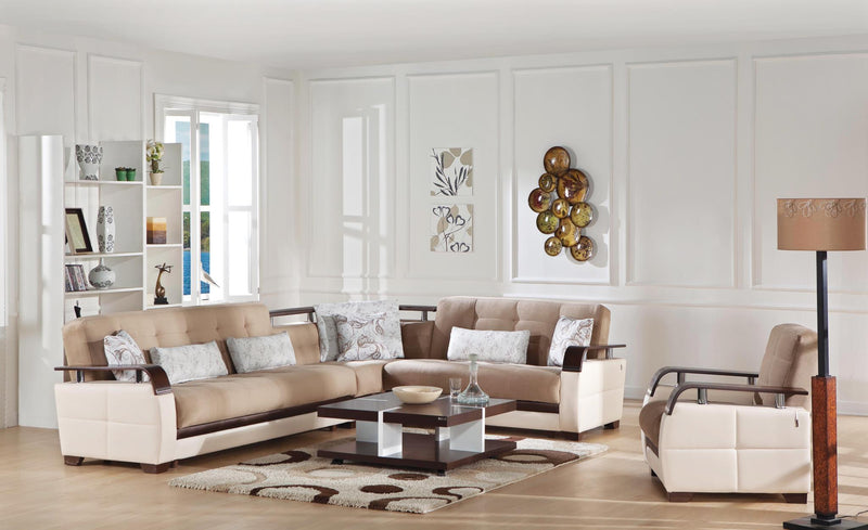 Natural Sectional (Naomi L.Brown) 4 Pieces - Gate FurnitureSleeper Sectional