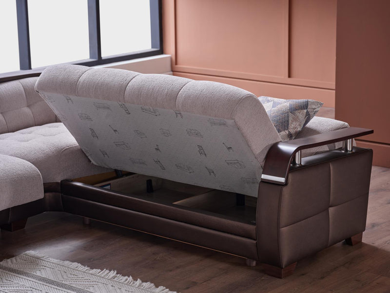 Natural Sectional (Nivus Beige) 4 Pieces - Lara FurnitureSleeper Sectional