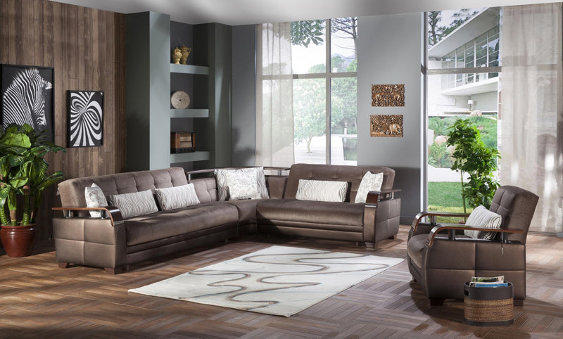 Natural Sectional (Prestige Brown) 4 Pieces - Lara FurnitureSleeper Sectional