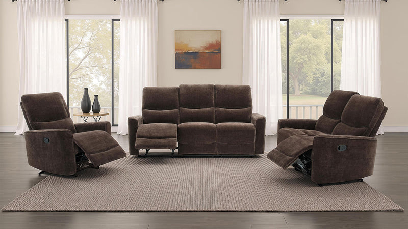 Navarro 3-piece Upholstered Reclining Sofa Set Dark Brown - 609571-S3