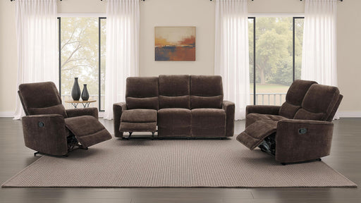 Navarro 3-piece Upholstered Reclining Sofa Set Dark Brown - 609571-S3