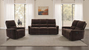 Navarro 3-piece Upholstered Reclining Sofa Set Dark Brown - 609571-S3