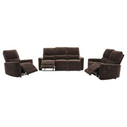 Navarro 3-piece Upholstered Reclining Sofa Set Dark Brown - 609571-S3