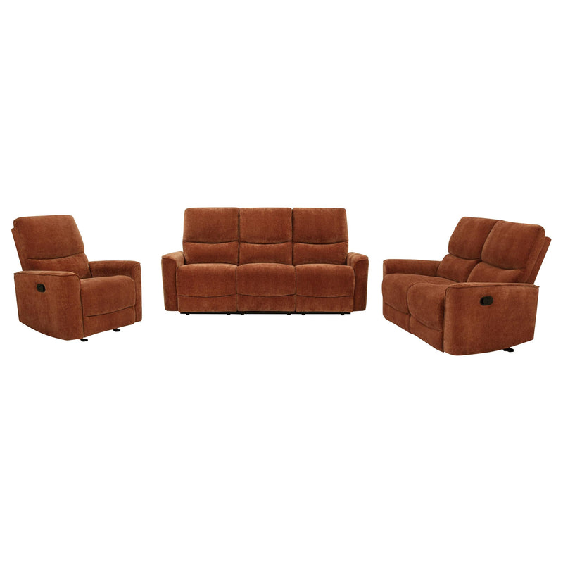 Navarro 3-piece Upholstered Reclining Sofa Set Orange - 609574-S3
