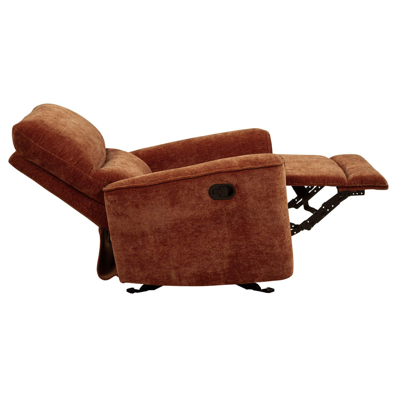 Navarro Chenille Upholstered Glider Recliner Burnt Orange - 609576
