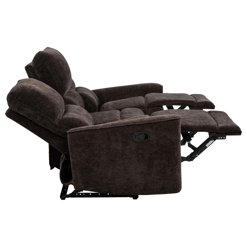 Navarro Chenille Upholstered Reclining Sofa Dark Brown - 609571