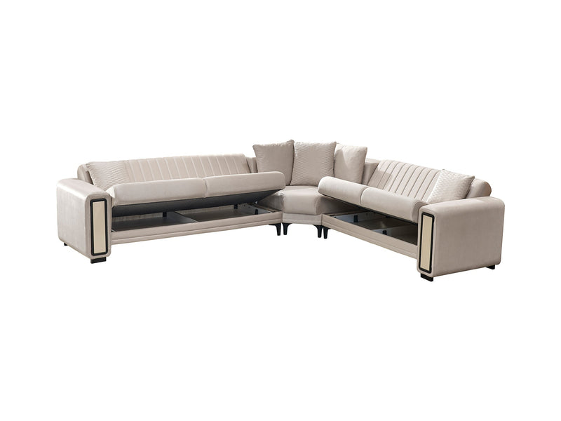 Nefes Sectional Sofa in Cream - 200-SER-NEF-VELVET938-S
