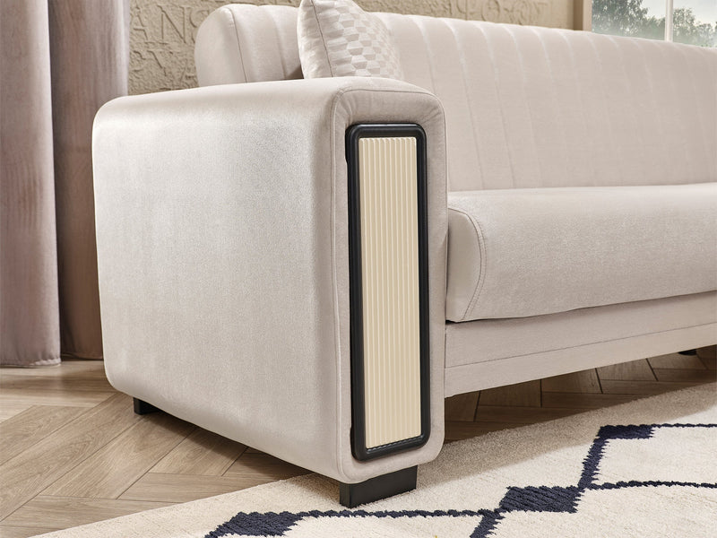 Nefes Sectional Sofa in Cream - 200-SER-NEF-VELVET938-S