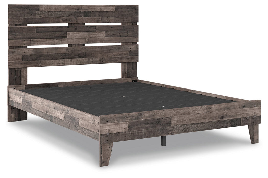 Neilsville Multi Gray Queen Panel Platform Bed - Gate FurnitureQueen Bed