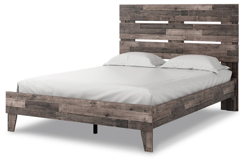 Neilsville Multi Gray Queen Panel Platform Bed - Gate FurnitureQueen Bed