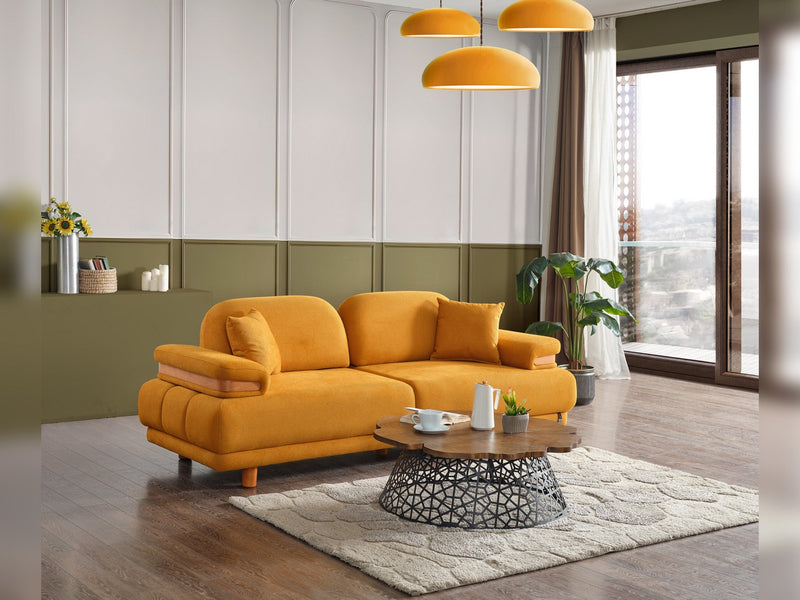 Neo Mustang 4-pieces (2 Sofa & 2 Chair) Livingroom in White - Yellow - 200-ELIF-NEOM-A185-3311