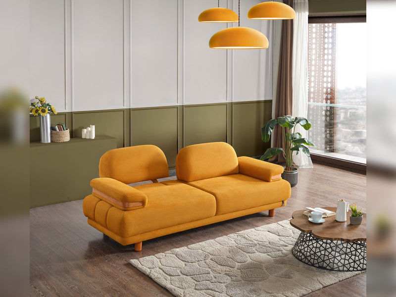 Neo Mustang 4-pieces (2 Sofa & 2 Chair) Livingroom in White - Yellow - 200-ELIF-NEOM-A185-3311