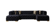 Neva Black Velvet Double Chaise Sectional - Lara FurnitureSectional