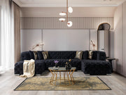 Neva Black Velvet Double Chaise Sectional - Lara FurnitureSectional