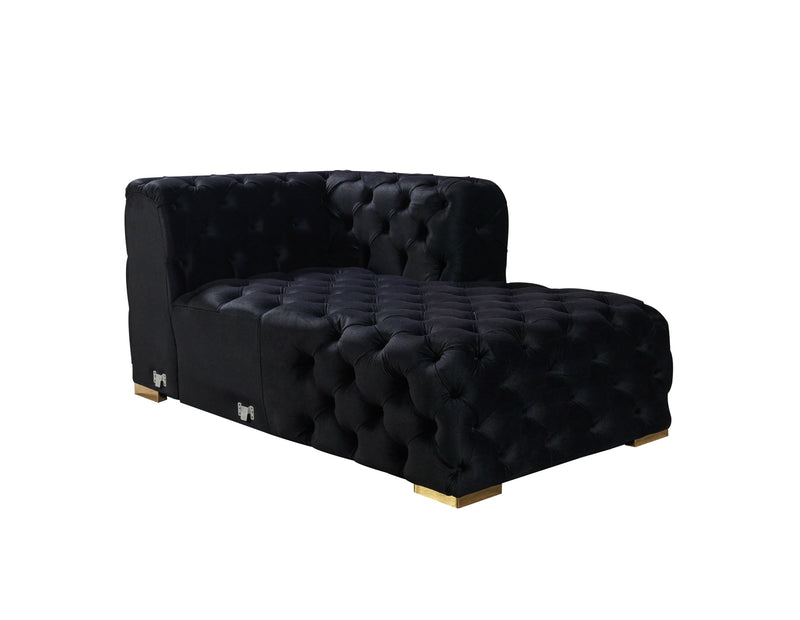 Neva Black Velvet Double Chaise Sectional - Lara FurnitureSectional
