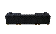 Neva Black Velvet Double Chaise Sectional - Lara FurnitureSectional