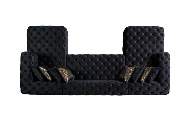 Neva Black Velvet Double Chaise Sectional - Lara FurnitureSectional