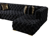 Neva Black Velvet Double Chaise Sectional - Lara FurnitureSectional