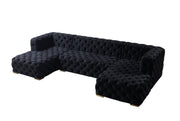 Neva Black Velvet Double Chaise Sectional - Lara FurnitureSectional
