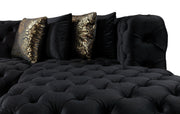 Neva Black Velvet Double Chaise Sectional - Lara FurnitureSectional