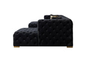Neva Black Velvet Double Chaise Sectional - Lara FurnitureSectional