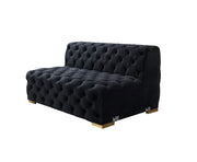 Neva Black Velvet Double Chaise Sectional - Lara FurnitureSectional