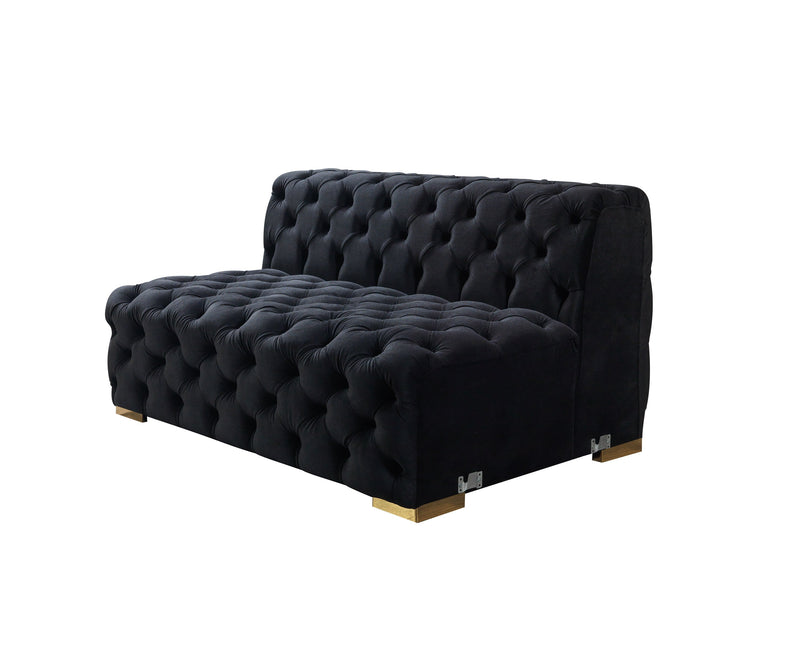 Neva Black Velvet Double Chaise Sectional - Lara FurnitureSectional
