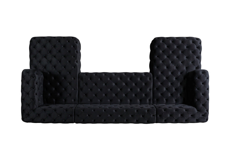 Neva Black Velvet Double Chaise Sectional - Lara FurnitureSectional