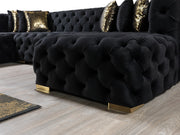 Neva Black Velvet Double Chaise Sectional - Lara FurnitureSectional