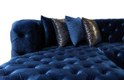 Neva Blue Velvet Double Chaise 138" Sectional [ETA: 8/23] - Lara FurnitureSectional