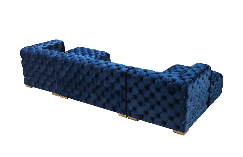 Neva Blue Velvet Double Chaise 138" Sectional [ETA: 8/23] - Lara FurnitureSectional