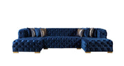 Neva Blue Velvet Double Chaise 138" Sectional [ETA: 8/23] - Lara FurnitureSectional