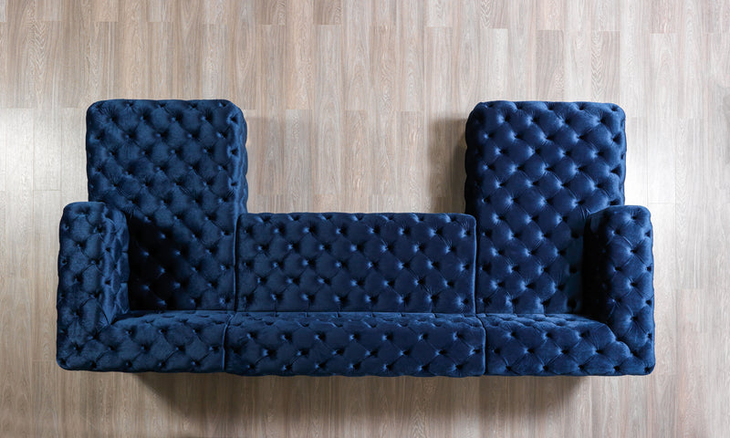 Neva Blue Velvet Double Chaise 138" Sectional [ETA: 8/23] - Lara FurnitureSectional