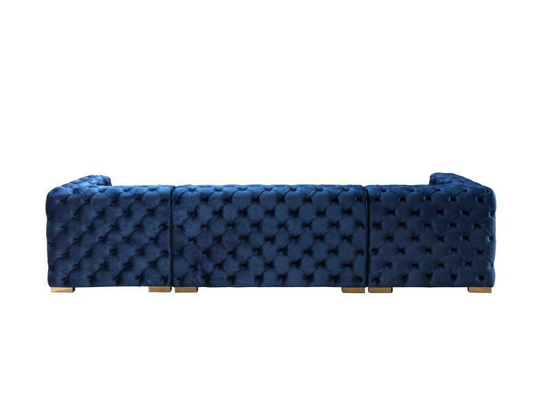 Neva Blue Velvet Double Chaise 138" Sectional [ETA: 8/23] - Lara FurnitureSectional