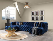 Neva Blue Velvet Double Chaise 138" Sectional [ETA: 8/23] - Lara FurnitureSectional