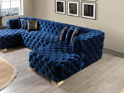 Neva Blue Velvet Double Chaise 138" Sectional [ETA: 8/23] - Lara FurnitureSectional