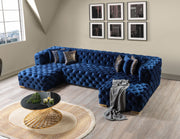 Neva Blue Velvet Double Chaise 138" Sectional [ETA: 8/23] - Lara FurnitureSectional