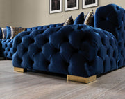 Neva Blue Velvet Double Chaise 138" Sectional [ETA: 8/23] - Lara FurnitureSectional