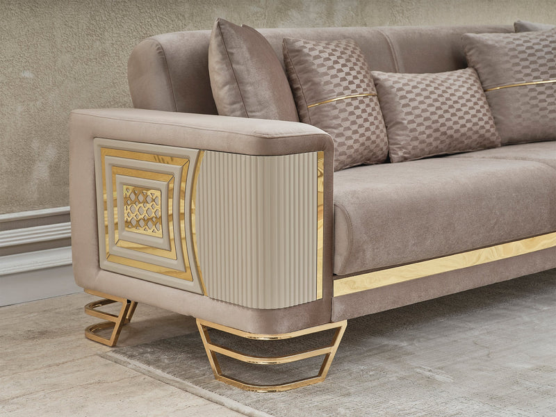 Neva Convertible Loveseat in Beige - 200-SER-NEV-VELVET260-2