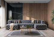 Neva Gray Velvet Double Chaise Sectional - Lara FurnitureSectional