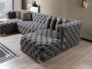Neva Gray Velvet Double Chaise Sectional - Lara FurnitureSectional