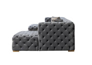 Neva Gray Velvet Double Chaise Sectional - Lara FurnitureSectional