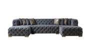 Neva Gray Velvet Double Chaise Sectional - Lara FurnitureSectional