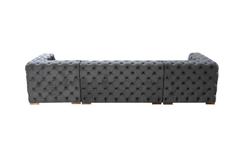 Neva Gray Velvet Double Chaise Sectional - Lara FurnitureSectional