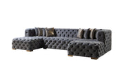 Neva Gray Velvet Double Chaise Sectional - Lara FurnitureSectional