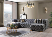 Neva Gray Velvet Double Chaise Sectional - Lara FurnitureSectional