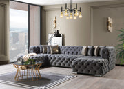 Neva Gray Velvet Double Chaise Sectional - Lara FurnitureSectional