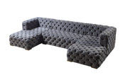 Neva Gray Velvet Double Chaise Sectional - Lara FurnitureSectional
